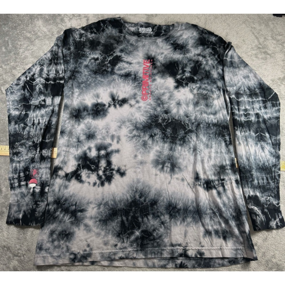 Primitive x Naruto Shippuden Shirt Mens Large Black Tie Dye Long Sleeve Anime
